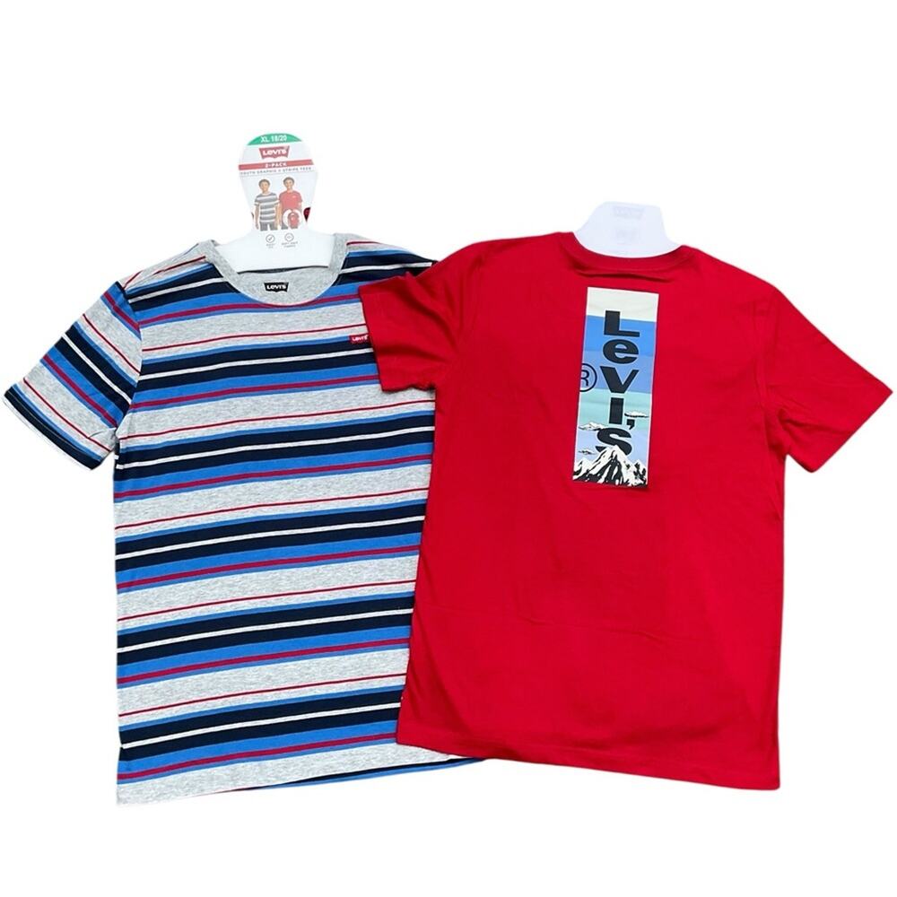Levi's Youth Boy's Striped and Red T-Shirt Set Size XL NWT